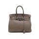 SAC A MAIN HERMES BIRKIN 35 CUIR TAUPE ATTRIBUTS ARGENTE LEATHER HAND BAG PURSE