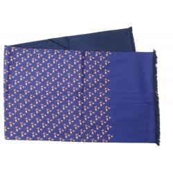 NEUF ETOLE ECHARPE HERMES DOUBLE FACE EN SOIE ET ANGORA BLEU + BOITE SCARF 470€