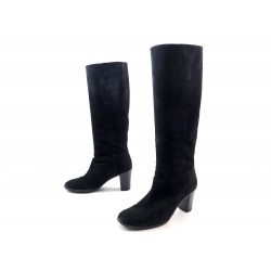 CHAUSSURES YVES SAINT LAURENT 39 BOTTES DAIM VEAU VELOURS NOIR BOOTS SHOES 995€