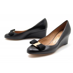 NEUF CHAUSSURES SALVATORE FERRAGAMO 6 38 ESCARPINS EN CUIR NOIR PUMP SHOES 475