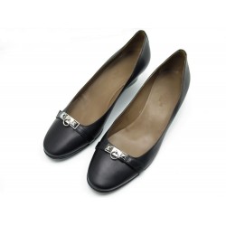 CHAUSSURES HERMES LIBERTY COLLIER DE CHIEN MEDOR BALLERINES 40 EN CUIR NOIR 590€