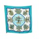 FOULARD HERMES BONSAI CARRE 90 SOIE TURQUOISE CATHERINE BASCHET SILK SCARF 370€