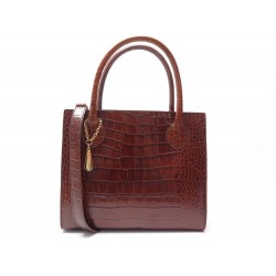 SAC A MAIN LANCEL BANDOULIERE EN CUIR FACON CROCO MARRON LEATHER HANDBAG 995€