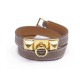 NEUF BRACELET HERMES RIVALE DOUBLE TOUR S CUIR BOX ETOUPE BOUCLE MEDOR DORE 475