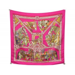 NEUF FOULARD HERMES LA DANSE DU CHEVAL MARWARI ANNIE FAIVRE SOIE ROSE SCARF 370€