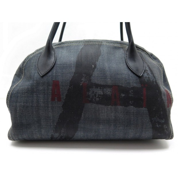 SAC A MAIN ALAIA BAULETTO ABR055 BOWLING EN DENIM BLEU + POCHON HANDBAG 1000€