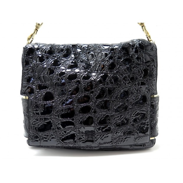 NEUF SAC A MAIN GIVENCHY MELANCHOLIA LARGE CUIR NOIR VERNI FACON CROCO BAG 1430€