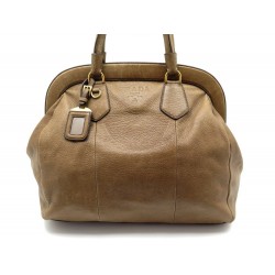 SAC A MAIN PRADA EN CUIR MARRON PORTE EPAULE BROWN LEATHER HAND BAG PURSE 1300€