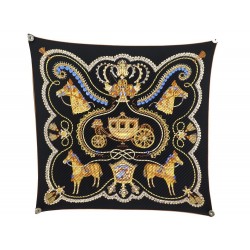 FOULARD HERMES PLISSE PAPEROLES CARRE PLISSE EN SOIE NOIR BLACK SILK SCARF 370