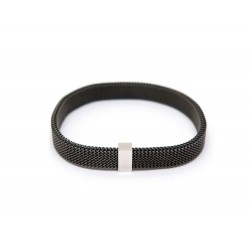 NEUF BRACELET MAUBOUSSIN TOI NON PLUS HOMME 19 EN OR GRIS & ACIER NOIR GOLD 470