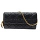 SAC PORTEFEUILLE WOC CHRISTIAN DIOR LADY CUIR CANNAGE NOIR CHAINE DORE BAG 850€