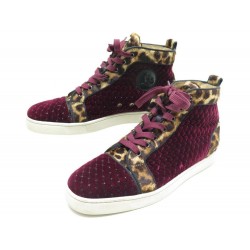 CHAUSSURES BASKETS CHRISTIAN LOUBOUTIN DAIM BORDEAUX T41 