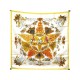 NEUF FOULARD HERMES PYTHAGORE PAR ZOE PAUWELS SOIE JAUNE YELLOW SILK SCARF 370€