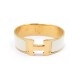 BRACELET HERMES CLIC H T17 GM EMAIL DORE & BLANC GOLDEN WHITE JEWEL ENAMEL 545