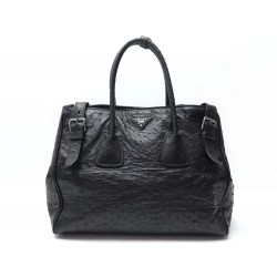 SAC A MAIN PRADA EN CUIR D'AUTRUCHE NOIR PORTE EPAULE OSTRICH LEATHER BAG 8000€