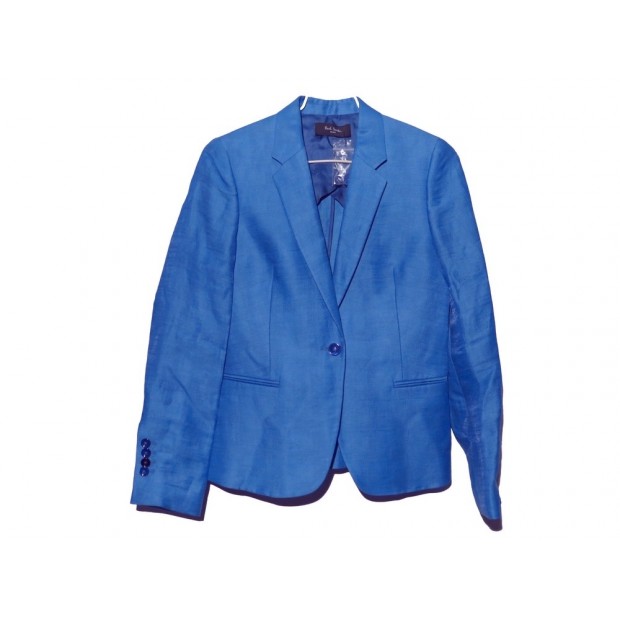 NEUF VESTE PAUL SMITH 1 BOUTON 40 M EN LIN & POLYAMIDE BLEU BLUE JACKET 470€