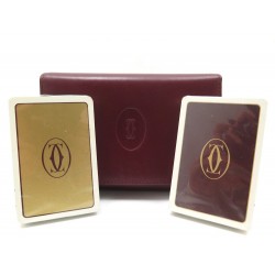 NEUF 2 JEUX DE CARTES + ETUI MUST DE CARTIER ETUI CUIR BORDEAUX LEATHER WALLET