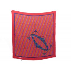 FOULARD MUST DE CARTIER CARRE 90 EN SOIE ROUGE + BOITE RED SLIK SCARF 340€