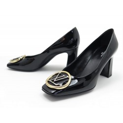 NEUF CHAUSSURES ESCARPINS 38.5 MADELEINE MA0117 CUIR VERNI NOIR PUMP SHOES 690