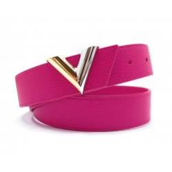 NEUF CEINTURE LOUIS VUITTON ESSENTIAL V 30MM T80 EN CUIR GRAINE ROSE BELT 390€