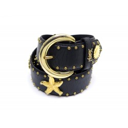 CEINTURE YVES SAINT LAURENT TAILLE 80 EN CUIR NOIR & BOUCLE DORE BLACK BELT 345€