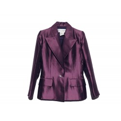 VESTE YVES SAINT LAURENT 38 M + HAUT DEBARDEUR 42 L LAINE SOIE VIOLET TOP JACKET