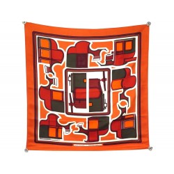 SERVICE TEINTURIER FOULARD HERMES LES COUPES SOIE ORANGE