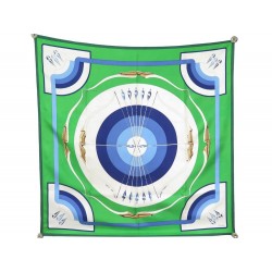 FOULARD HERMES ARCS EN CIEL PAR JULIA ABADIE EN SOIE VERTE GREEN SILK SCARF 370€