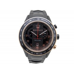 NEUF MONTRE MASERATI CHRONOGRAPH ACIER NOIRE QUARTZ 379 