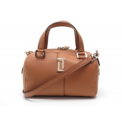 NEUF SAC A MAIN LANCEL LOLA NANO BOWLING EN CUIR GRAINE CAMEL BANDOULIERE 475