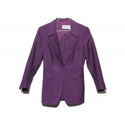 NEUF VESTE YVES SAINT LAURENT 2 BOUTONS 256981 36 S EN LAINE VIOLET JACKET 1990€