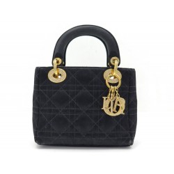 SAC A MAIN CHRISTIAN DIOR MINI LADY LOGO EN STRASS SATIN NOIR HAND BAG 2100€