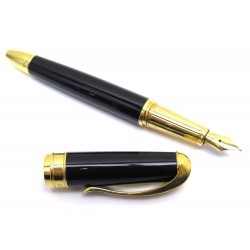 NEUF STYLO PLUME DAVIDOFF EN OR 18K ET RESINE NOIR NEW GOLD AND BLACK RESIN PEN