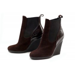 NEUF CHAUSSURES HOGAN COMPENSEES 35.5 BOTTINES DAIM VEAU VELOURS MARRON 350€