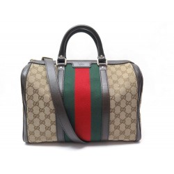 SAC A MAIN GUCCI VINTAGE WEB ORIGINAL GG BOSTON MM 247205 BANDOULIERE TOILE 980€