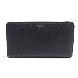 NEUF PORTEFEUILLE CELINE ZIPPE GM 105003AQI CUIR GRAINE NOIR BLACK BILLFOLD 500