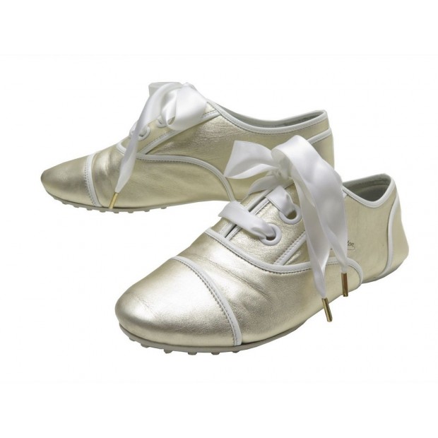 CHAUSSURES LOUIS VUITTON TAILLE 38 BASKETS EN CUIR DORE GOLDEN LEATHER SNEAKERS