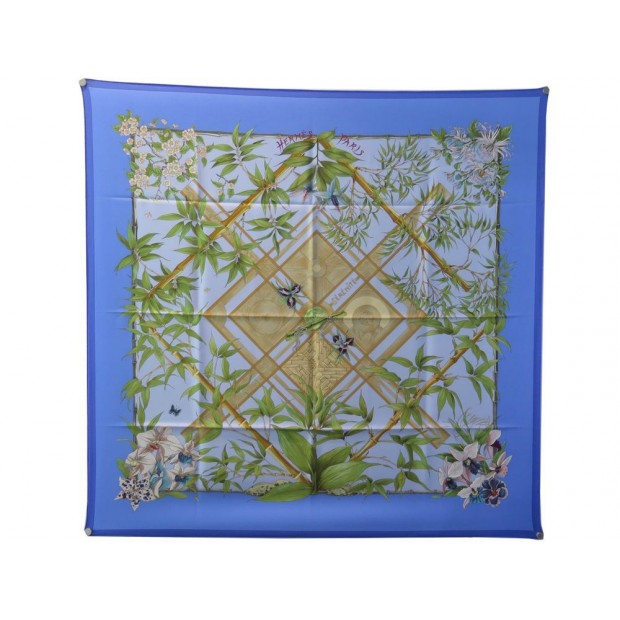 NEUF FOULARD HERMES SERENITE PAR ZOE PAUWELS EN SOIE BLEU CARRE SILK SCARF 370€