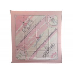 FOULARD HERMES GROENLAND PAR PHILIPPE LEDOUX EN SOIE ROSE PINK SILK SCARF 370€