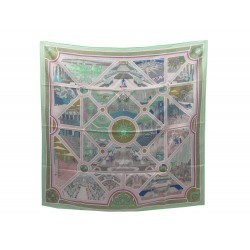 NEUF FOULARD HERMES FLANERIE A VERSAILLES CARRE 90 SOIE MULTICOLORE SCARF 370