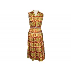 ROBE PRADA TAILLE 40 EN SOIE MULTICOLORE SANS MANCHE SLEEVELESS SILK DRESS 2150