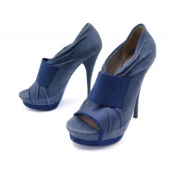 CHAUSSURES VERSACE ESCARPINS 39 IT 40 FR EN DAIM BLEU BLUE SUEDE SHOES 820€