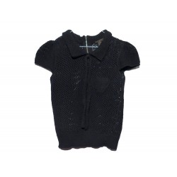 NEUF PULL MANCHES COURTES LOUIS VUITTON L 42 EN LAINE & CACHEMIRE NOIR TOP 850€