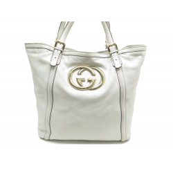 SAC A MAIN GUCCI 162447 35CM EN CUIR BLANC HAND BAG WHITE LEATHER PURSE 1320