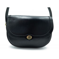 VINTAGE SAC A MAIN CHRISTIAN DIOR BESACE BANDOULIERE EN CUIR NOIR PURSE 690€