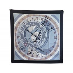 FOULARD HERMES LA MECANIQUE DU TEMPS PAR LOIC DUBIGEON SOIE BLEU SILK SCARF 370€