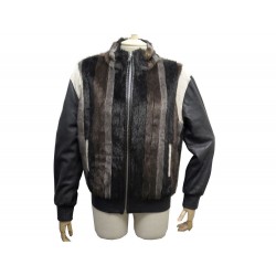 BLOUSON BOMBER FILLES A PAPA BOMBER KISS MY FIST EN FAUSSE FOURRURE & CUIR 880€