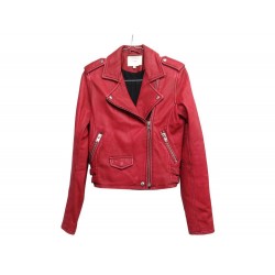 NEUF BLOUSON IRO ASHVILLE T 38 M PERFECTO EN CUIR VIEILLI ROUGE RED JACKET 1055€