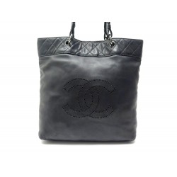 SAC A MAIN CHANEL SHOPPING GM CABAS CUIR NOIR LOGO CC BLACK LEATHER PURSE 3500