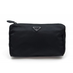 NEUF SAC POCHETTE PRADA TROUSSE DE TOILETTE A MAIN NYLON NOIR TOILET CLUTCH 320€